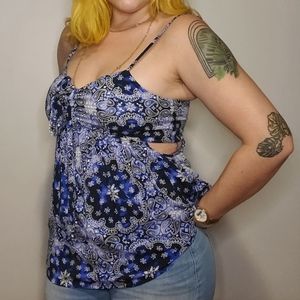 Blue Boho open sides tank top